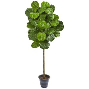 Fiddle Leaf Fig Trees | 5' Fiddle Leaf Artificial Tree With Decorative Planter Artificial Trees Fiddle Leaf Fig Trees