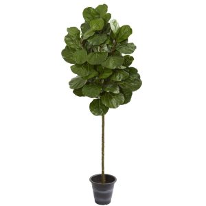 Fiddle Leaf Fig Trees | 6.5' Fiddle Leaf Artificial Tree With Decorative Planter Artificial Trees Fiddle Leaf Fig Trees