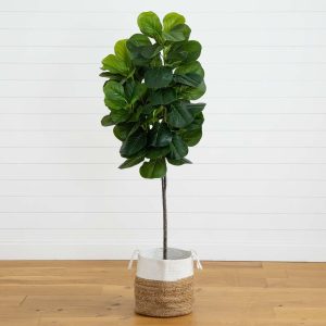 Fiddle Leaf Fig Trees | 6' Fiddle Leaf Fig Artificial Tree in Handmade Natural Jute and Cotton Planter Artificial Trees Fiddle Leaf Fig Trees