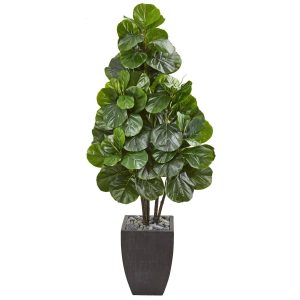 Fiddle Leaf Fig Trees | 63' Fiddle Leaf Fig Artificial Tree in Black Planter Artificial Trees Fiddle Leaf Fig Trees