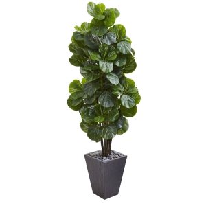 Fiddle Leaf Fig Trees | 6’ Fiddle Leaf Fig Artificial Tree in Slate Planter Artificial Trees Fiddle Leaf Fig Trees