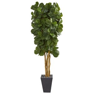 Fiddle Leaf Fig Trees | 7.5′ Fiddle Leaf Artificial Tree in Slate Planter Artificial Trees Fiddle Leaf Fig Trees