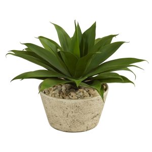 Floor Plants | 1.5' Agave Succulent Artificial Plant in White Planter Artificial Plants Floor Plants