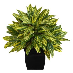 Floor Plants | 18" Tradescantia Artificial Plant in Black Metal Planter (Real Touch) Artificial Plants Floor Plants