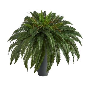 Floor Plants | 2.5’ Boston Fern Artificial Plant in Gray Planter Artificial Plants Ferns