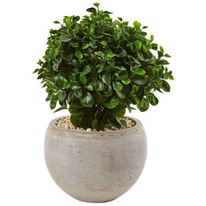 Floor Plants | 2' Eucalyptus in Sand Colored Bowl UV Resistant (Indoor/Outdoor) Artificial Plants Floor Plants