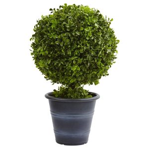 Floor Plants | 23" Boxwood Ball Topiary Artificial Plants Desk Plants