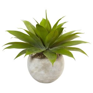 Floor Plants | 24" Agave in Sand Colored Bowl" Artificial Plants Cactus