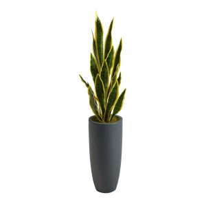 Floor Plants | 3.5’ Sansevieria Artificial Plant in Gray Planter Artificial Plants Floor Plants