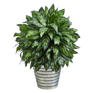 Floor Plants | 34" Silver King Artificial Plant in Decorative Tin Bucket Artificial Plants Floor Plants