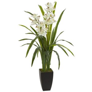 Floor Plants | 39" Cymbidium Orchid Artificial Plant Artificial Flowers Floor Plants