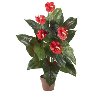 Floor Plants | 3’ Anthurium Silk Plant (Real Touch) Artificial Plants Floor Plants