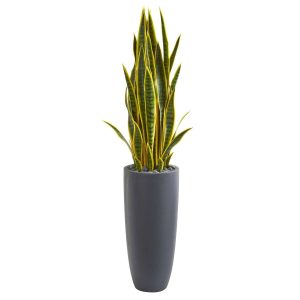 Floor Plants | 4.5' Sansevieria Artificial Plant in Gray Planter Artificial Plants Floor Plants