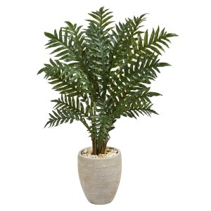 Floor Plants | 4' Evergreen Artificial Plant in Scrape Finish Planter Artificial Plants Floor Plants