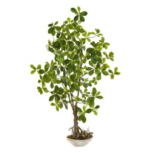 Floor Plants | 4' Schefflera Bonsai Artificial Plant in Planter Artificial Plants Floor Plants