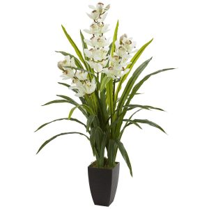 Floor Plants | 45" Cymbidium Orchid Artificial Plant Artificial Flowers Floor Plants