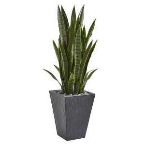 Floor Plants | 45" Sansevieria Artificial Plant in Sate Planter Artificial Plants Floor Plants