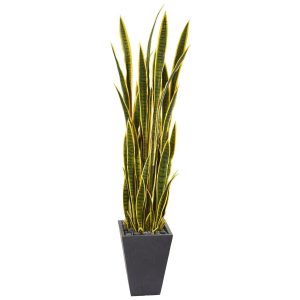 Floor Plants | 5.5' Sansevieria Artificial Plant in Slate Planter Artificial Plants Floor Plants