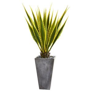 Floor Plants | 5' Agave Artificial Plant in Gray Planter Artificial Plants Floor Plants