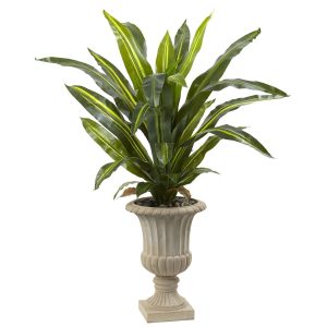 Floor Plants | 5' Dracaena Plant with Urn (Real Touch) Artificial Plants Dracaena Trees