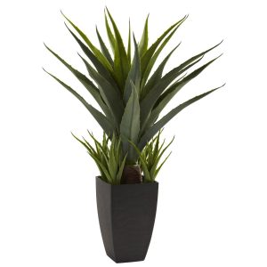 Floor Plants | Agave Black Planter Artificial Plants Floor Plants