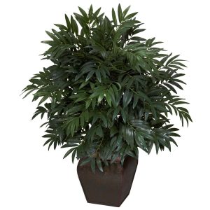 Floor Plants | Double Bamboo Palm Decorative Planter Silk Plant Artificial Palm Trees Artificial Palm Trees