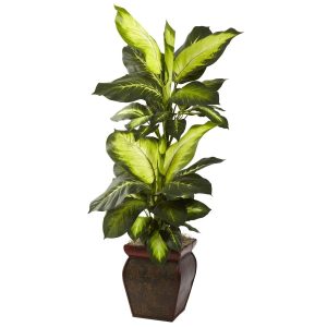 Floor Plants | Golden Dieffenbachia w/Decorative Planter Artificial Plants Floor Plants