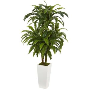 Floor Plants | Marginatum Artificial Plant in White Tower Vase Artificial Plants Floor Plants