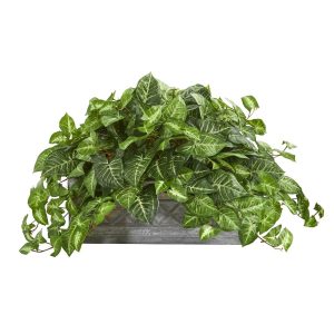 Floor Plants | Nepthytis Artificial Plant in Stone Planter Artificial Plants Floor Plants