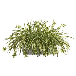 Floor Plants | Spider Plant Artificial Plant in Stone Planter Artificial Plants Floor Plants