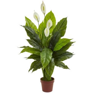 Flowering Plants | 42" Spathiphyllum Artificial Plant (Real Touch) Artificial Plants Floor Plants