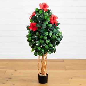 Flowering Trees | 4’ Hibiscus Tree Artificial Trees Flowering Trees