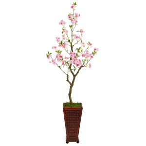 Flowering Trees | 5' Cherry Blossom Artificial Tree in Decorative Planter Artificial Trees Flowering Trees