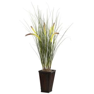 Grass | Grass Cattails & Bamboo Planter Artificial Plants Floor Plants