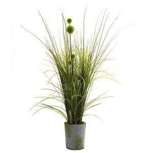 Grass | Grass & Dandelion w/Cement Planter Artificial Plants Grass