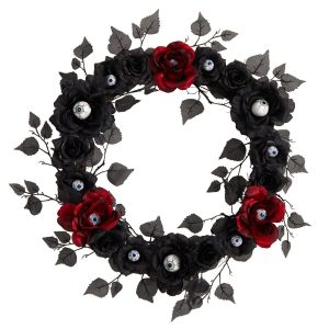 Halloween Wreaths & Garlands | 24" Eyeball Rose Halloween Artificial Wreath Fall Wreaths & Garlands Fall Wreaths & Garlands