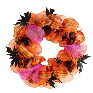 Halloween Wreaths & Garlands | 26" Halloween Spider Mesh Wreath" Fall Wreaths & Garlands Fall Wreaths & Garlands