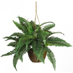 Hanging Plants | 18" Artificial Boston Fern Silk Hanging Basket" Artificial Plants Ferns