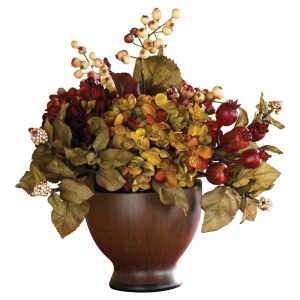 Hydrangeas | Autumn Hydrangea Round Vase Artificial Flowers Hydrangeas