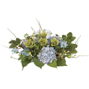 Hydrangeas | Hydrangea Candle Holder Centerpiece Blue Artificial Flowers Blue