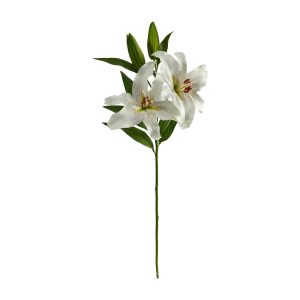 Lilies | 31" Ruburn Lily Artificial Flower (Set of 2) White Artificial Flowers Lilies