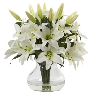 Lilies | Lily Arrangement with Vase Artificial Flowers Lilies