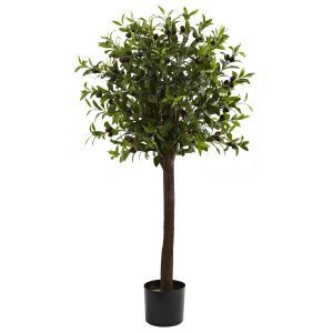 Olive Tree Collection | 4' Olive Topiary Silk Tree Artificial Trees Olive Tree Collection