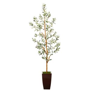 Olive Tree Collection | 5.5’ Olive Artificial Tree in Bronze Metal Planter Artificial Trees Olive Tree Collection