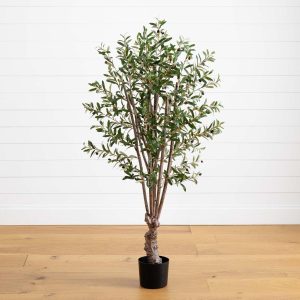 Olive Tree Collection | 5′ Olive Silk Tree Artificial Trees Olive Tree Collection