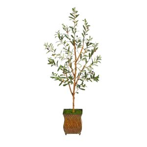 Olive Tree Collection | 50" Olive Artificial Tree in Metal Planter Artificial Trees Olive Tree Collection