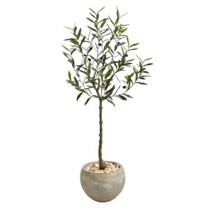 Olive Tree Collection | 50" Olive Artificial Tree in Sand Colored Planter Artificial Trees Olive Tree Collection