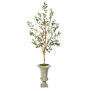 Olive Tree Collection | 57" Olive Artificial Tree in Sand Colored Urn Artificial Trees Olive Tree Collection