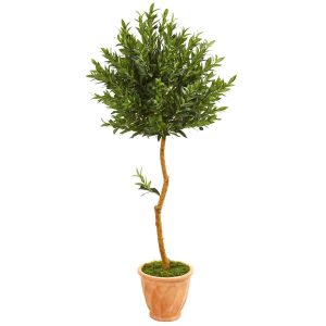 Olive Tree Collection | 63" Olive Topiary Artificial Tree in Terra Cotta Planter (Indoor/Outdoor) Artificial Trees Olive Tree Collection