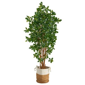 Olive Tree Collection | 6’ Black Olive Artificial Tree in Handmade Natural Jute and Cotton Planter Artificial Trees Olive Tree Collection